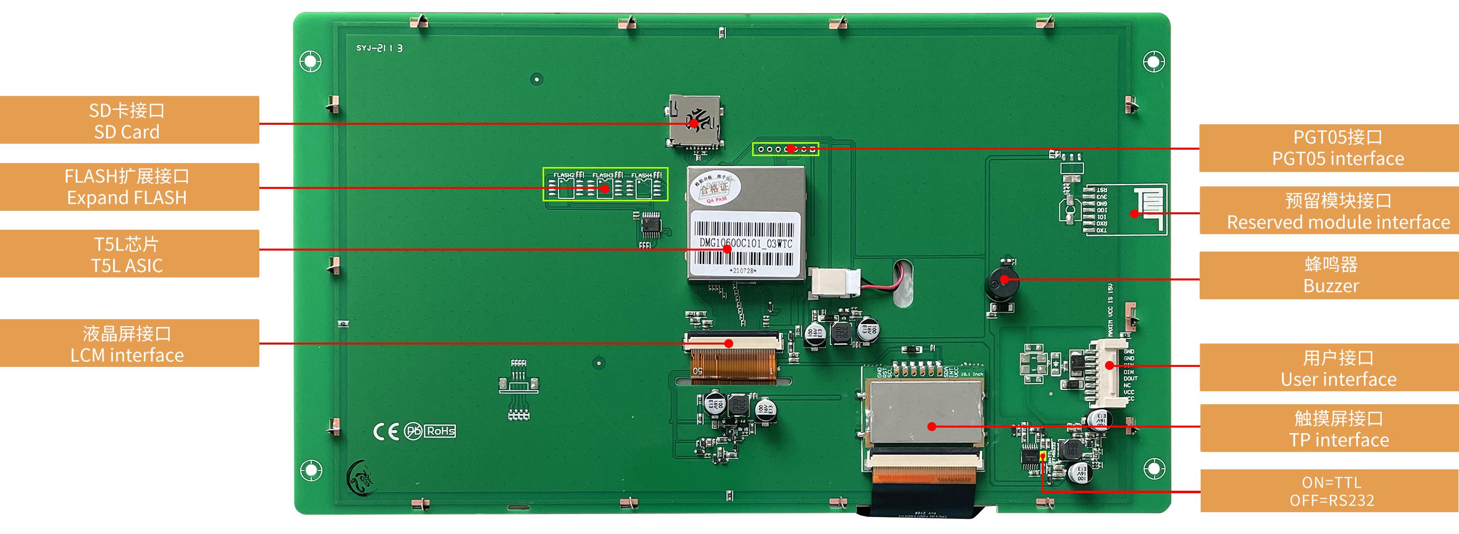 DMG10600C101_03W T5L1 UART HMI 10.1" IPS ЖК-дисплей коммерческого класса