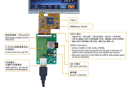 DMG48270F043_01W DWIN T5L0 UART HMI 4.3" ультратонкий TN ЖК-дисплей COF-серии