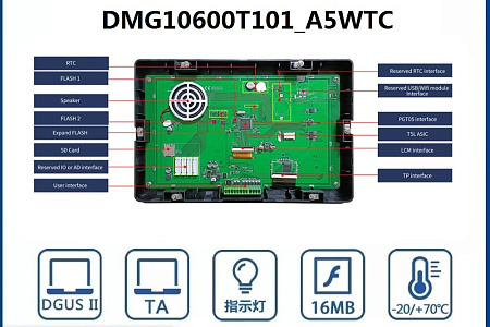 DMG10600T101_A5W DWIN T5L2 UART HMI 10.1" Modbus IPS ЖК-дисплей промышленного класса