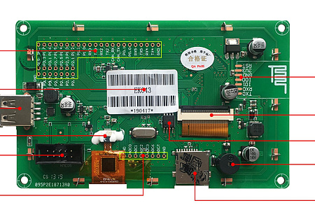 EKT043 DWIN T5L1 drive IC HMI 4.3" IPS ЖК-дисплей с функциональной оценочной платой разработки